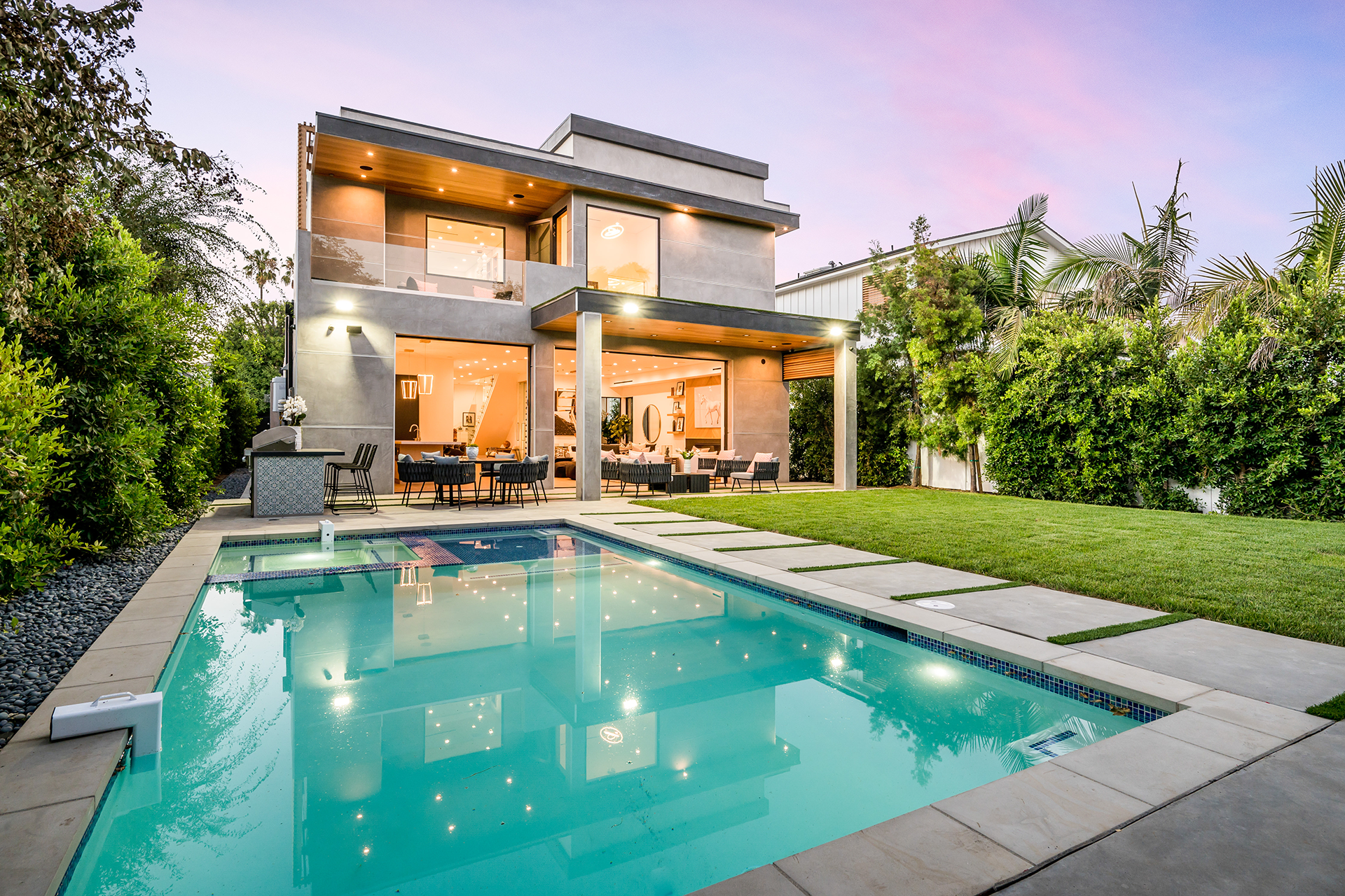 Modern two-story home construction in Encino, CA